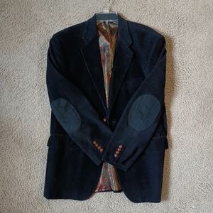 Ralph Lauren Black Corduroy Sport Coat Blazer Elbow Patch 40R